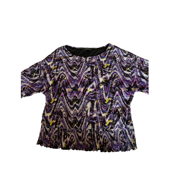 Style & Co. Woman Top Size 1x Purple Silver Gray 3/4 Sleeve Lined Worn Once - Picture 7 of 12